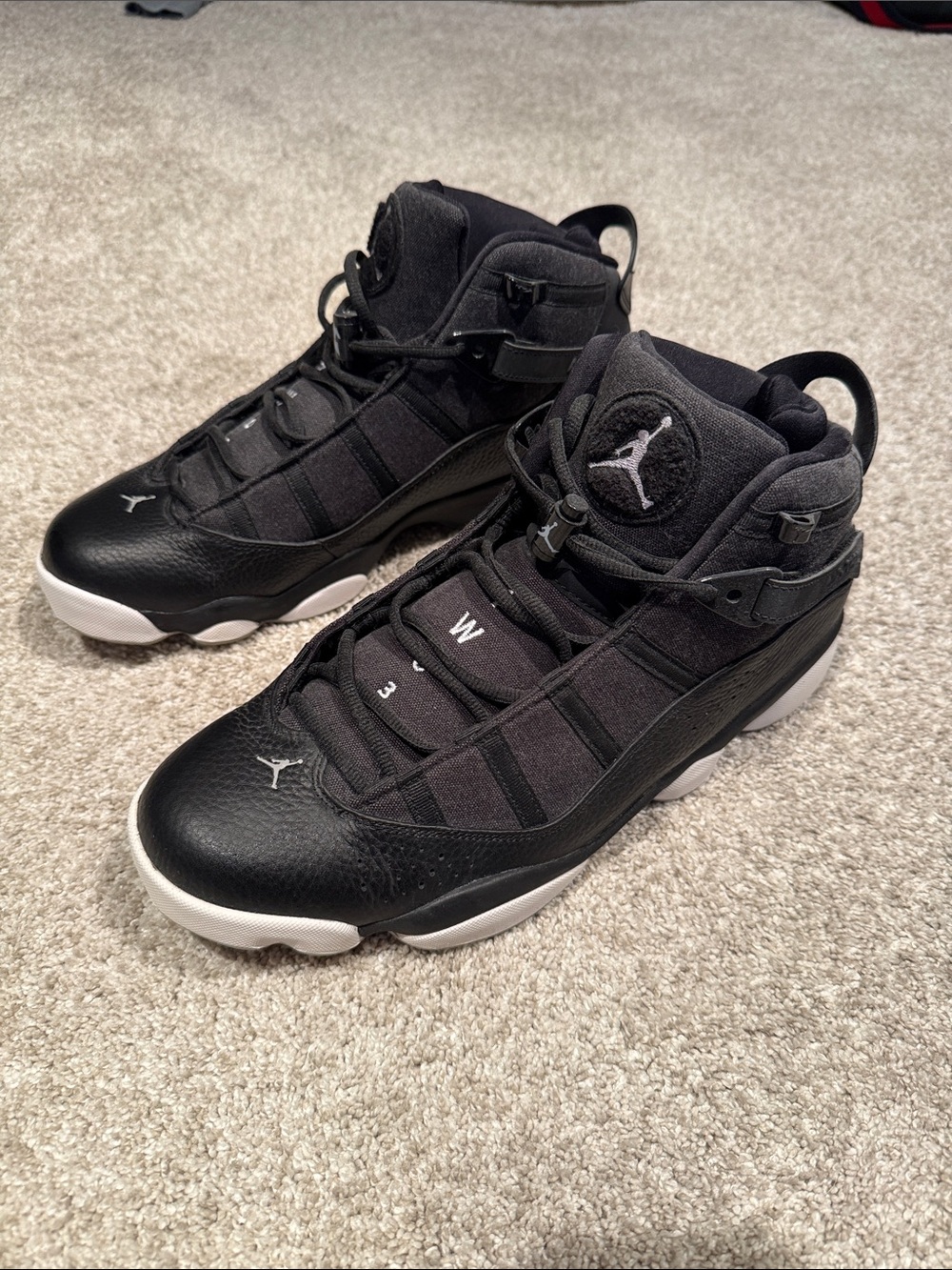 Jordan 6 Rings Black Matte Silver. Worn 1-2 times. No box